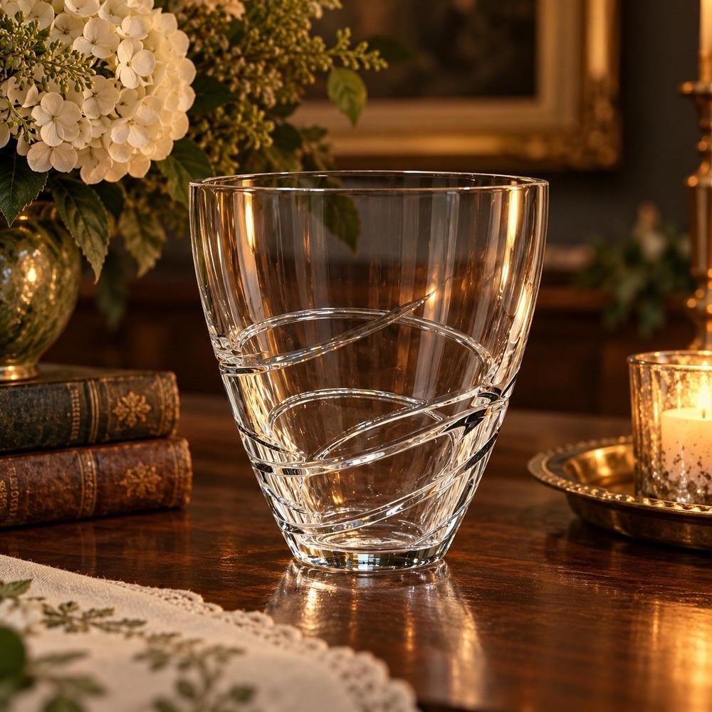 Waterford Crystal Ballet Ribbon 6.5" Pocket Vase - Discontinued Swirl Pattern